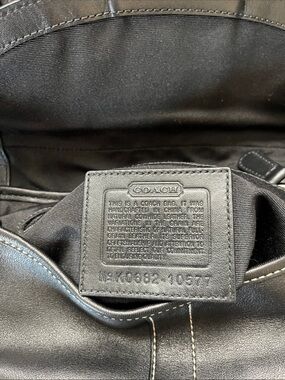 Coach Black Leather Messenger with Embossed Interior Patch